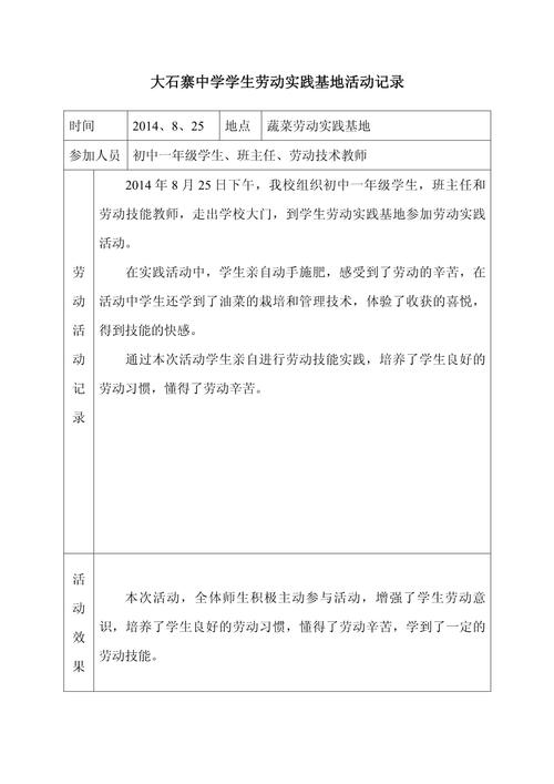 劳动教育实践(劳动教育实践活动记录表怎么填)